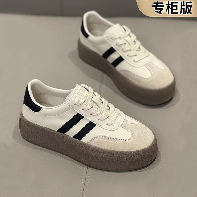 Genuine Leather Training Shoes Women's Thick Sole Height Increasing Women's Shoes 2025 Spring and Summer New All-match Women's Casual Soft Sole Shoes for Students