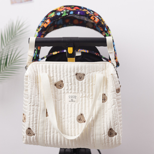 Large-capacity mommy bag Korean tote storage mommy bag multi-functional mother and baby portable trolley hanging bag cross-border