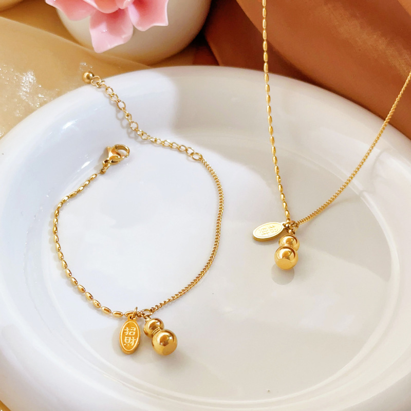 Lucky gourd anklet women's new 18K gold plated high-end sexy fashion niche non-fading rich jewelry Lucky gourd anklet women's new 18K gold plated high-end sexy fashion niche non-fading rich jewelry