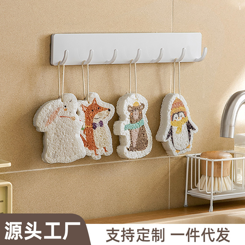 Yimijia compressed dishwashing wood pulp cotton kitchen absorbent magic cleaning pot sponge brush cartoon scouring pad cleaning brush