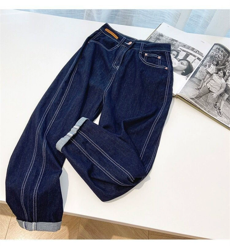 2021 осень Новые толстые джинсы больших размеров пухлая девушка в западном стиле тонкие корейские тонкие прямые брюки с завышенной талией 4074