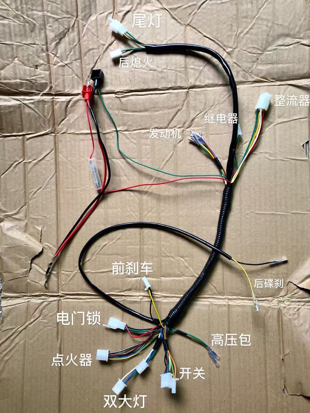 Complete Electrical Wiring Harness Rectifier Cdi Solenoid Valve Spark Plug Suitable for 50Cc-125Cc Atv Power Supply