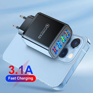 Color 4Usb Mobile Phone Charger 3A Tablet Travel Charger Charging Head Us Standard European Standard Charger Cross-Border Wholesale