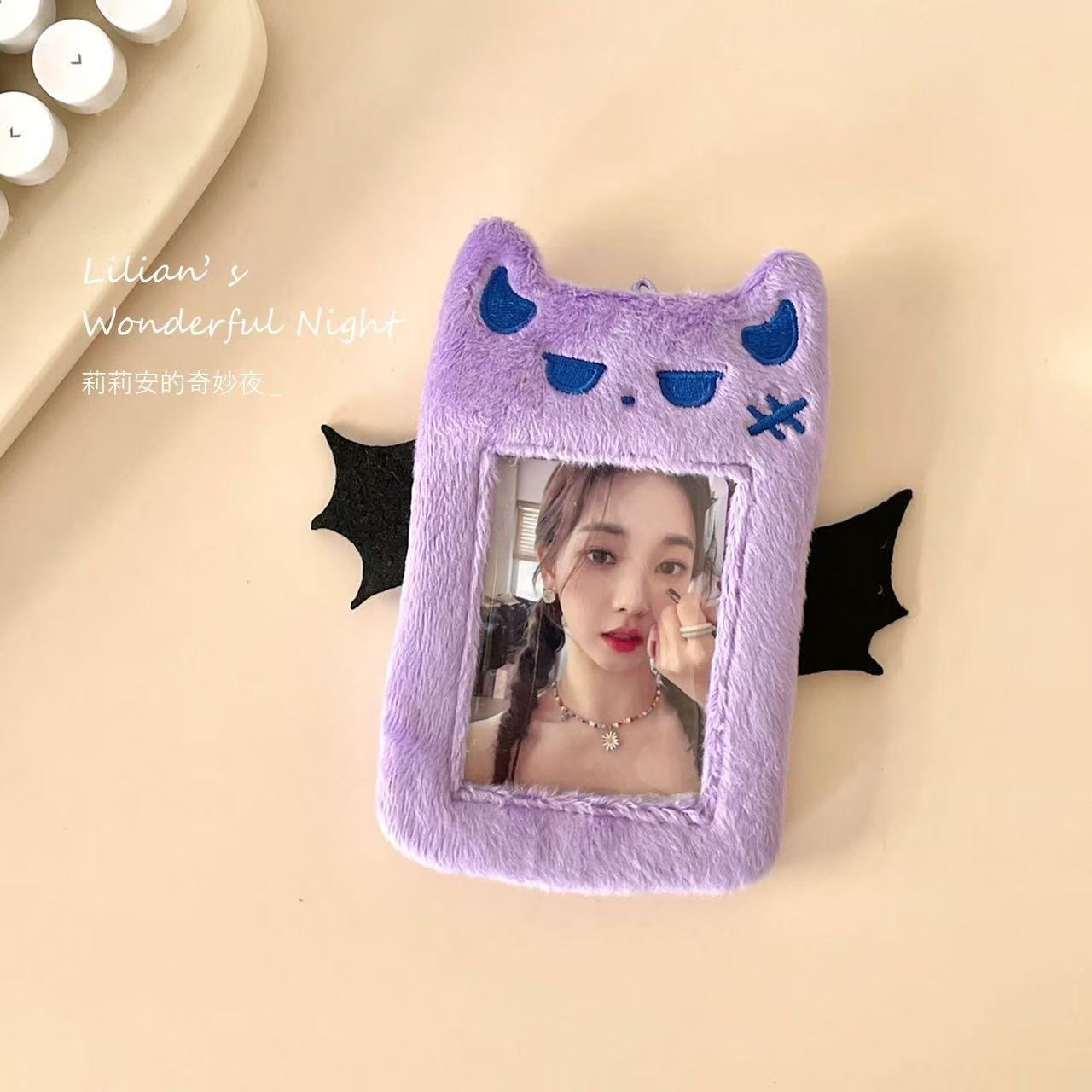 Cute devil plush card set South Korea ins student love bean meal card small card bag display goo card set pendant