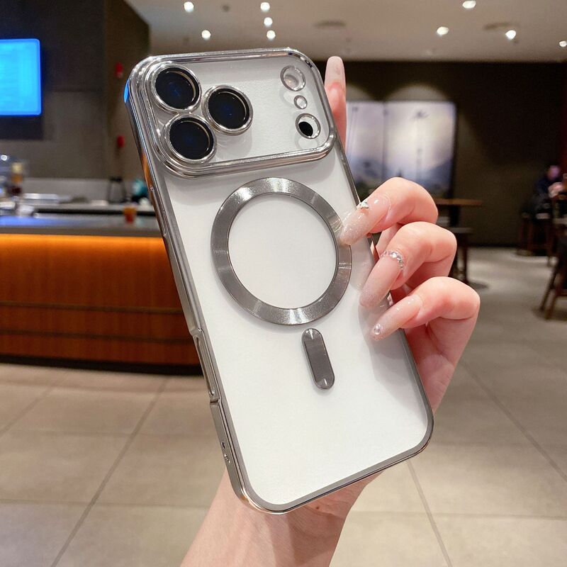 适用iPhone17PROMAX手机壳透明电镀磁吸苹果16全包镜头防摔保护套|undefined