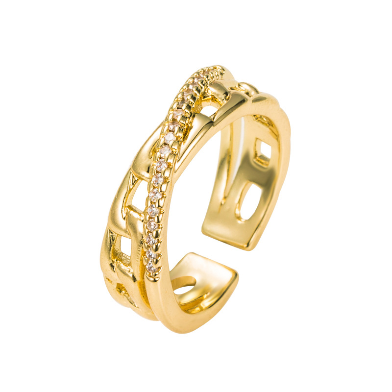 Fashion Geometry Pattern Inlaid Open-end Zircon Ring display picture 7