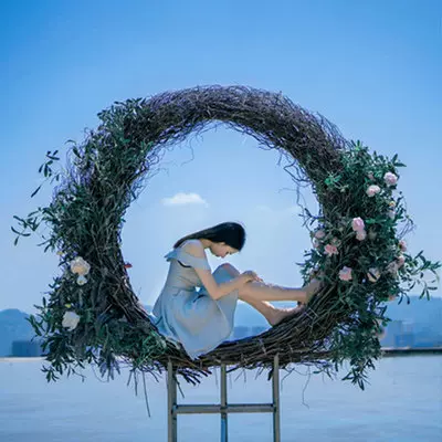 户外网红鸟巢景区露营打卡婚纱摄影创意民宿秋千爱心巴厘岛鸟巢椅