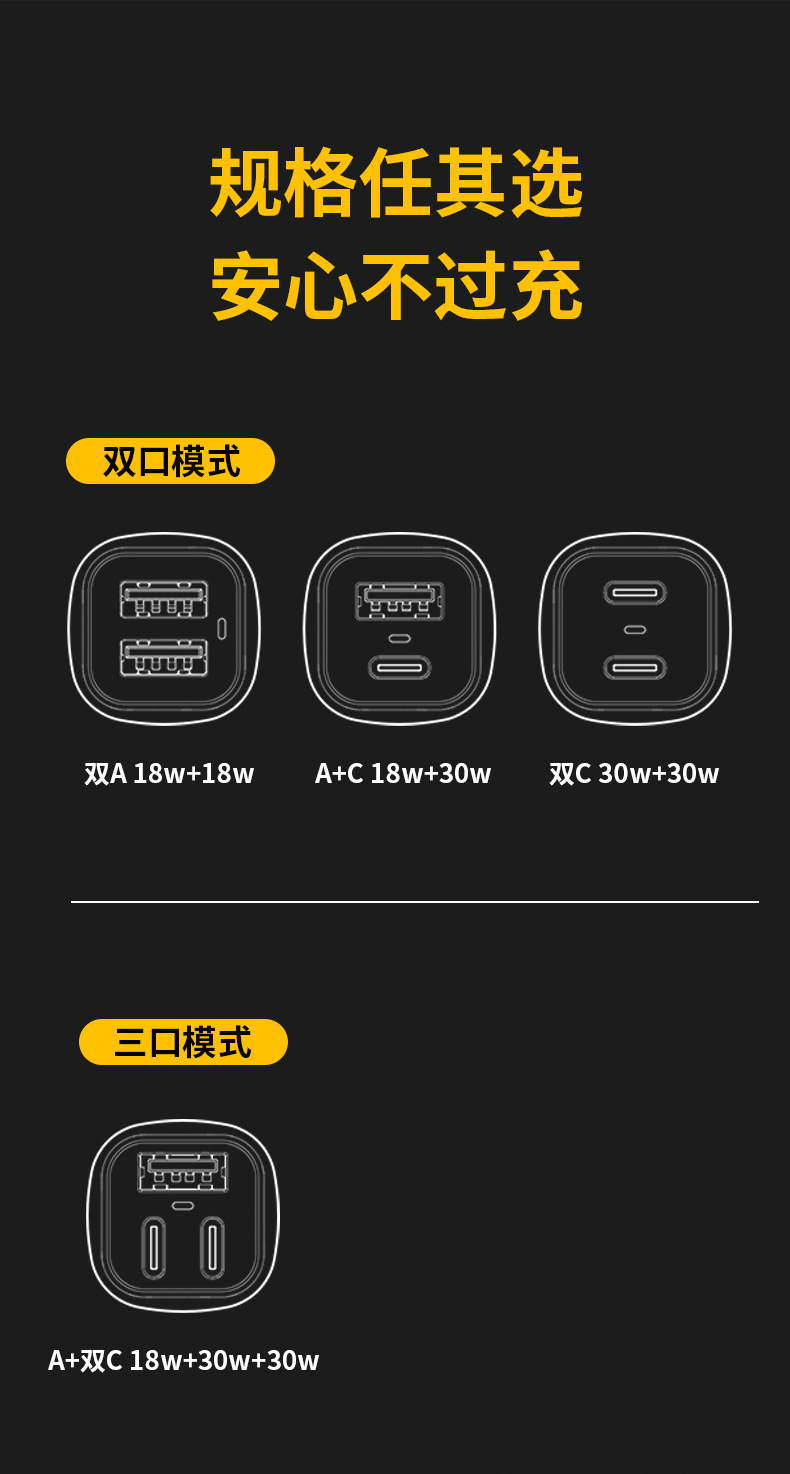 60w small yellow hat car charger super fast charging for Huawei Apple Samsung car cigarette lighter one drag two