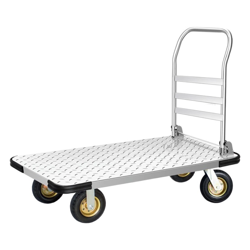 Carro plegable de placa de acero, camión de plataforma, grueso, silencioso, pesado, remolque pequeño, carro, camión especial para carga doméstica