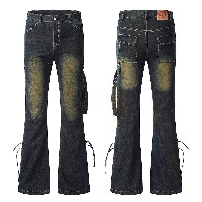 Гenuine retro megaphone, jeans, trousers, American style, mid rise