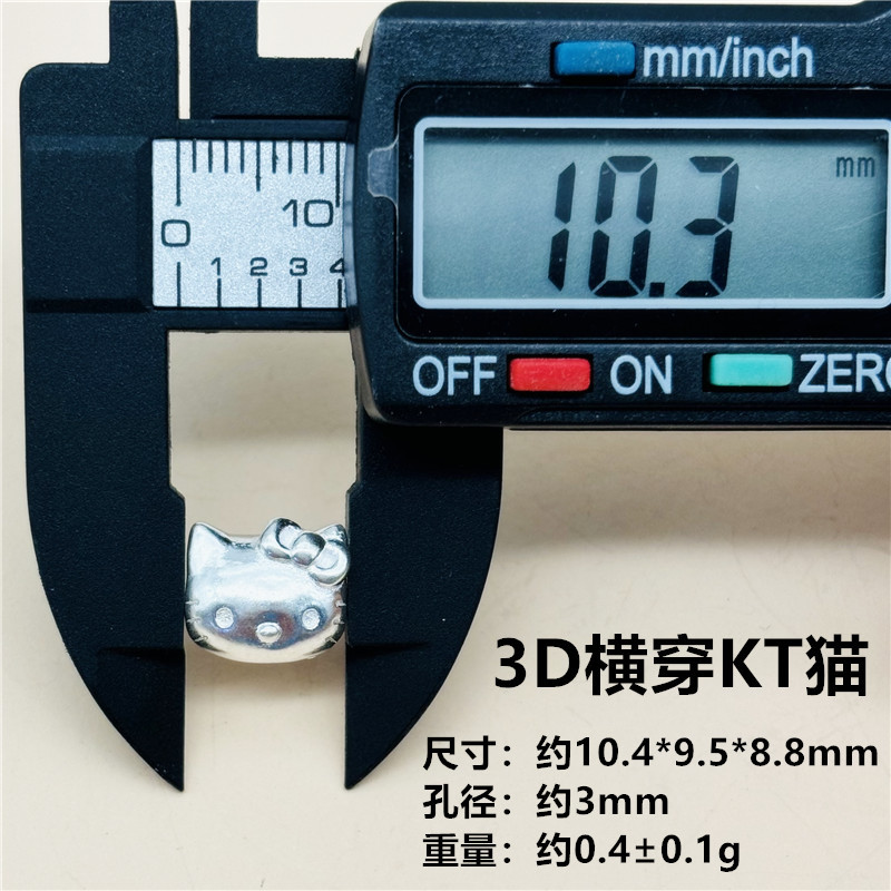 Foot silver 999 sterling silver lotus bag beads accessories woven bracelet diy jewelry KT cat hand rope 3D hard silver butterfly