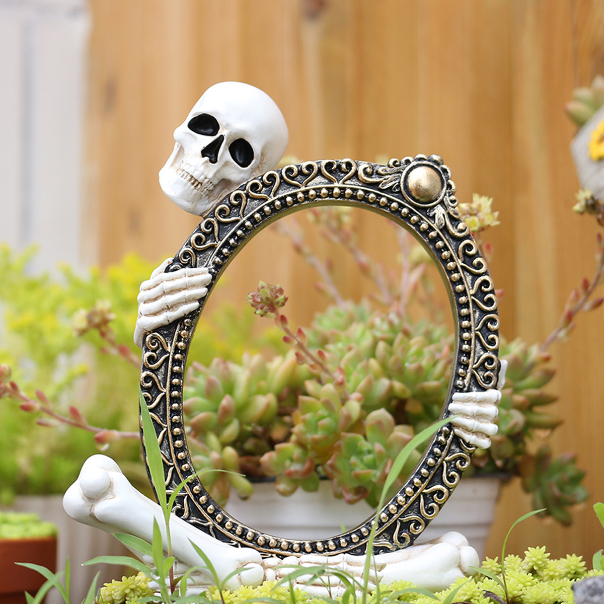  New Product Frame Skull Ghost Festival Horror Dark Atmosphere Ornaments Resin Halloween Ghost Head Gift Ready Stock Batch