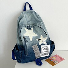 K 17620 Stars Denim Backpack ����ţ�в����� ŷ���羳����ѷ��