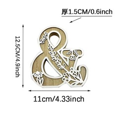 越境新品木造装飾彫刻アルファベット置物花柄デザイン家庭工芸品置物高級感