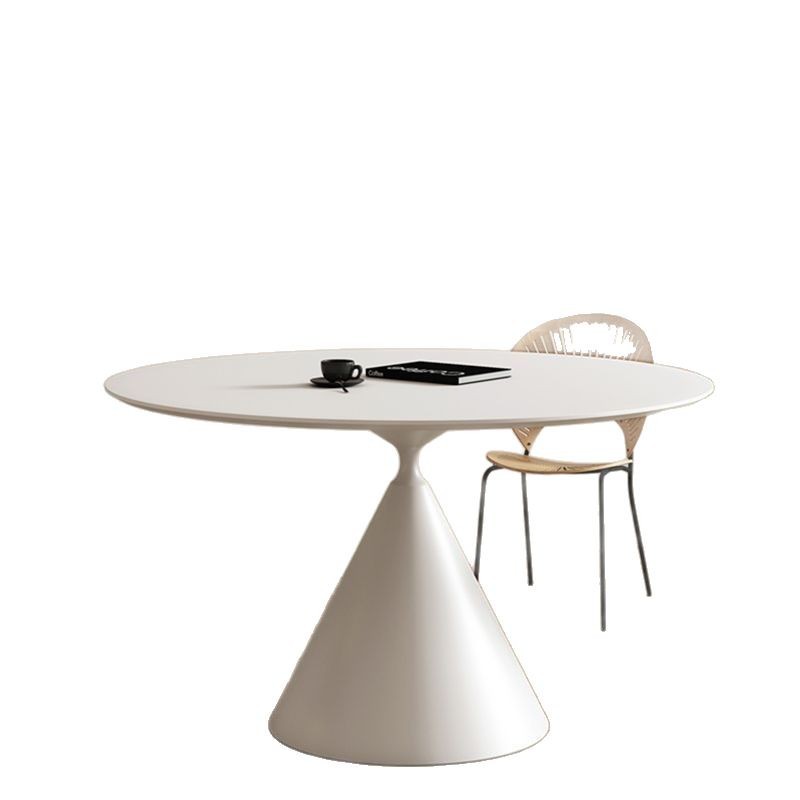 Mesa de comedor redonda de tablero de roca de estilo crema francesa, blanco puro, mesa redonda simple moderna, apartamento pequeño, combinación de mesa y silla de comedor para el hogar