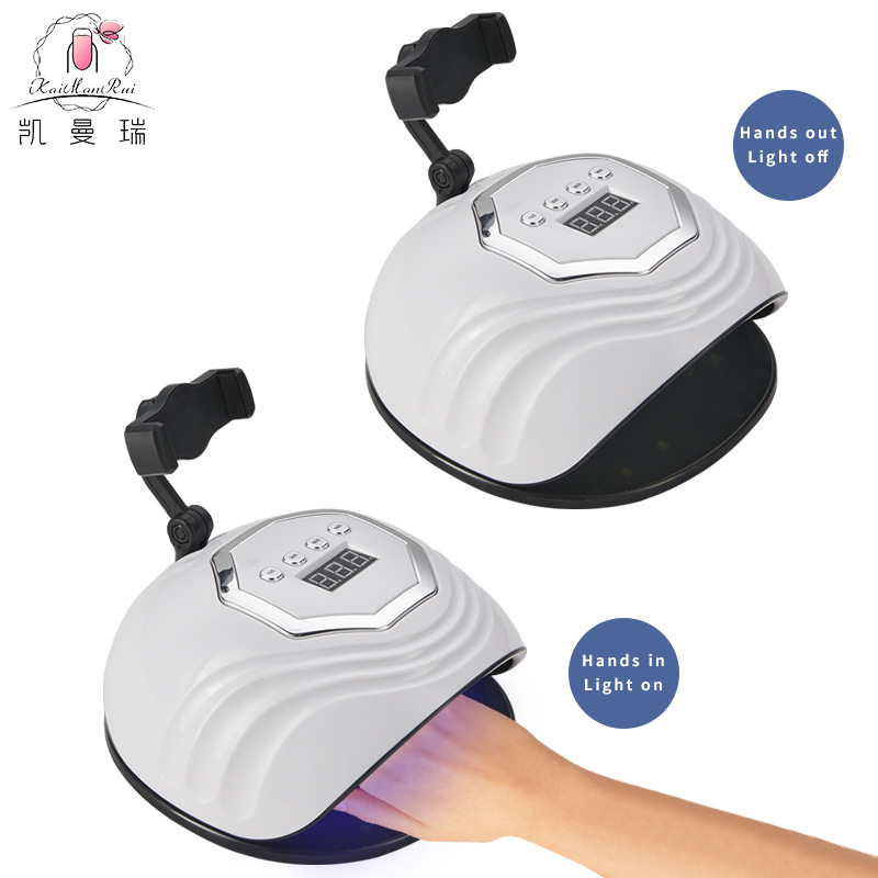 Nueva lámpara de fototerapia de uñas 86W con soporte de teléfono móvil lámpara de uñas uvled doble fuente de luz lámpara de hornear de uñas transfronteriza al por mayor