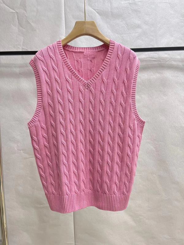 RL ラフ刺繍ポニーマーク V ネックベストセーターツイストセーターシンプルで多用途なツイストベストレディーストップ|undefined