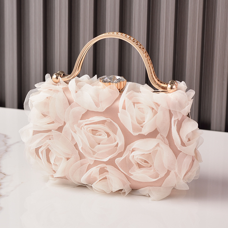Bolso de cena de flores de estilo caliente europeo y americano, vestido de novia, bolso de vestido blanco, comercio electrónico transfronterizo, ventas directas de fábrica, partybag