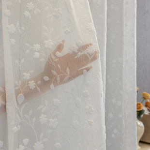 Cashmere Embossed Flower Window Screen Living Room Bedroom Balcony Restaurant French Transparent Curtain Gauze Curtain Amazon Wholesale