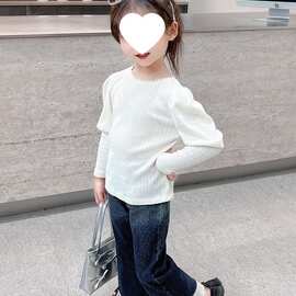 女童牛仔裤2025新款儿童春秋款长裤女孩阔腿裤宝宝一体绒爆款裤子