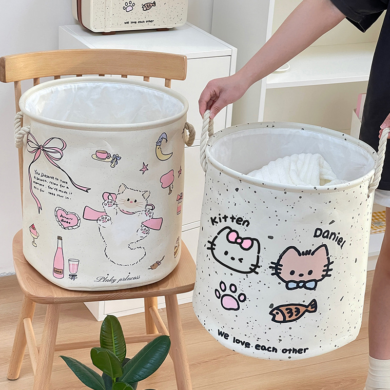 Nueva canasta de ropa sucia de gato lindo de gran capacidad, canasta de almacenamiento de ropa de baño, cubo de almacenamiento de peluche plegable para el hogar