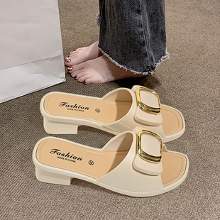 Women's New All-match Fashionable Summer Outer Wear Sandals and Slippers Non-slip Korean Wear-resistant Thick Bottom Popular Women's Slippers