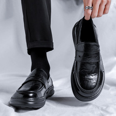 Boo Boo Shoes Men Spring and Autumn British Style Slip-On Casual Leather Shoes 2023 New Trend Loafers Men 85999-R