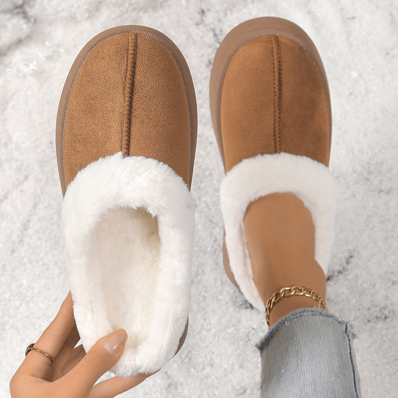 Cotton Slippers Women's Autumn and Winter New Thick-soled Comfortable Home Warm Half Pack Snow Boots Couple's Outwear Shoes