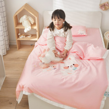 A类全棉60支长绒棉儿童幼儿园三件套绣花单被套宝宝午睡纯棉床单