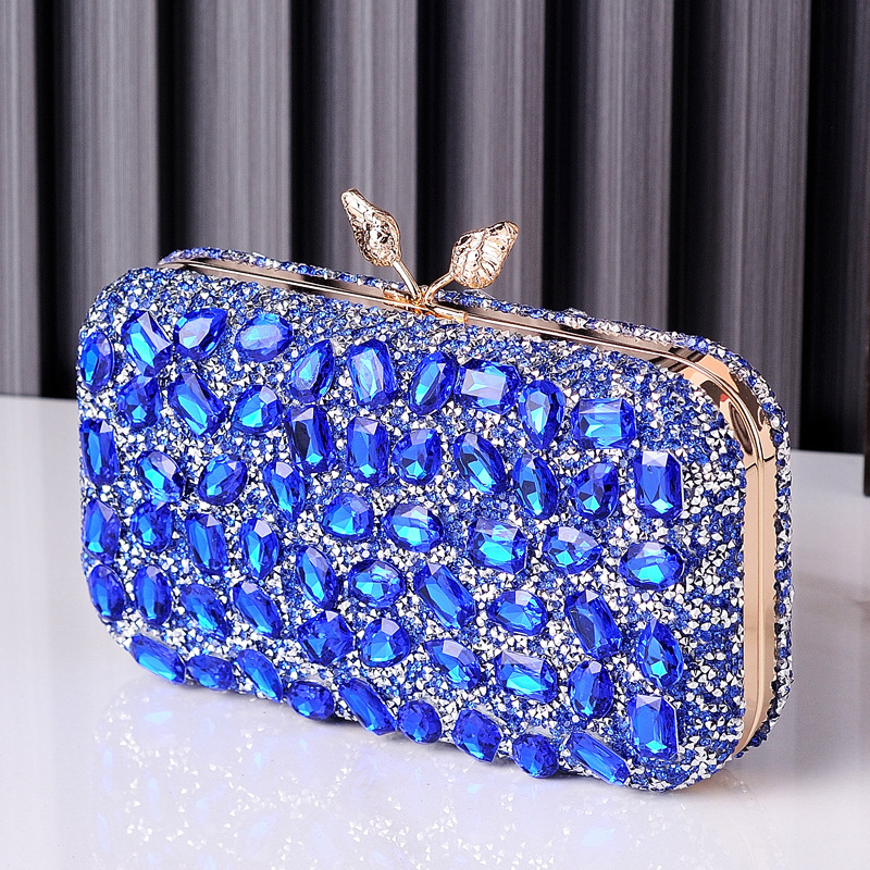 Black Colour Royal Blue Resin Geometric Evening Bags display picture 3