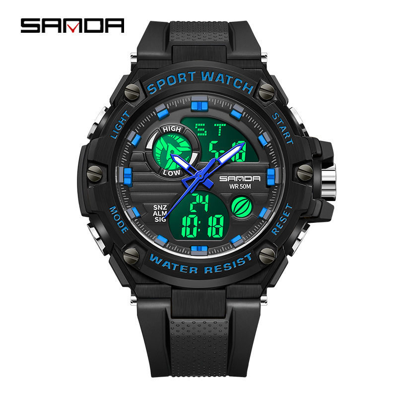 SANDA 3196 Comercio exterior multi-funcional de los hombres en vivo de comercio electrónico popular multi-funcional impermeable reloj deportivo