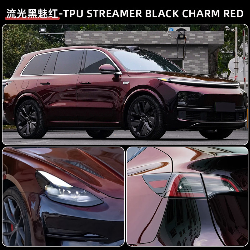 Factory wholesale TPUPPF glossy black and charming red car paint protection film, self-healing, high-stretch, scratch-resistant film