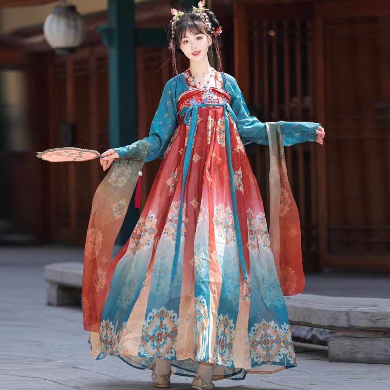 春秋新款唐制齐胸汉服女复原风刺绣襦裙古装日常仙气汉元素古风仙-阿里巴巴