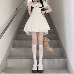 Pure desire Japanese JK ultra-thin velvet white bow Lolita calf socks mid-calf socks summer thin