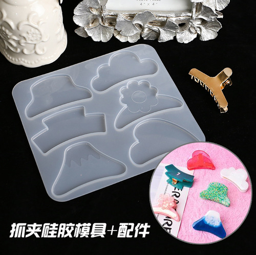 Hairpin Mold, Mirror Hairpin Grab Clip Silicone Mold Handmade DIY Crystal Droplet Resin Decorated Pendant A