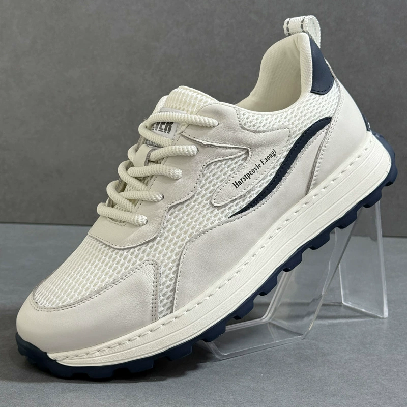 Мужская обувь Летняя новая сетка дышащая спортивная обувь из кожи дикая легкая обувь для мужчин белая повседневная обувь