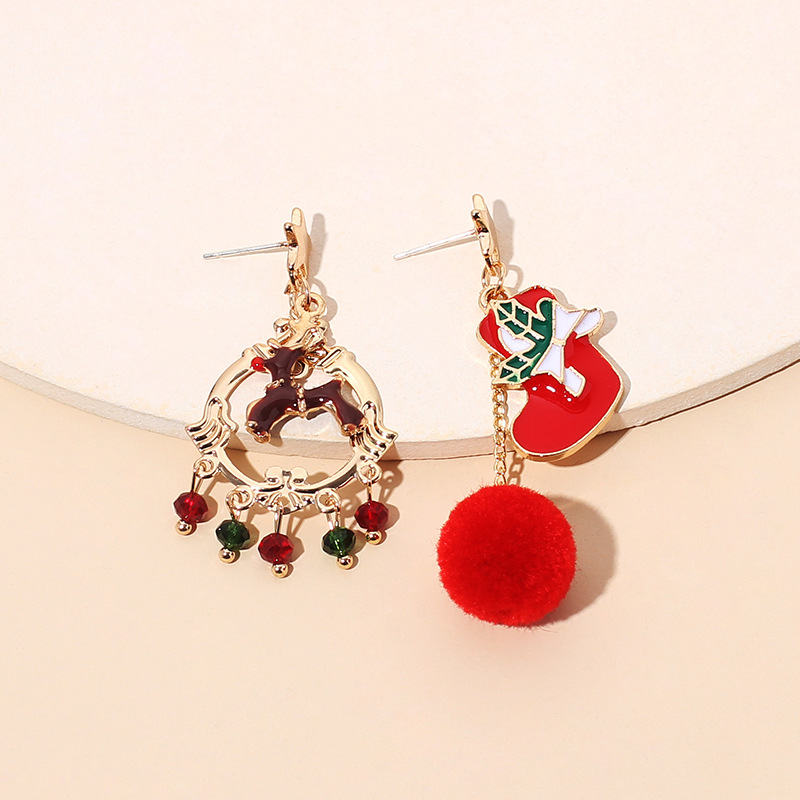 8g Weight Earrings Classification Wedding, Travel, Birthday, Festival Occasion Women'S Gender Fashion Style Fashion Asymmetric Christmas Hair Ball Earrings 5