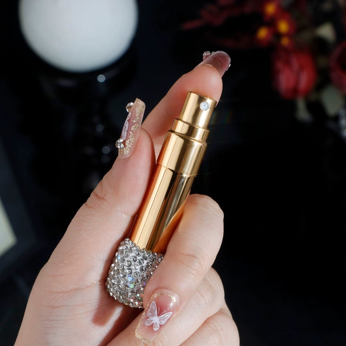 Вакуумные духи разливочная бутылка 5ml пресс-бутыль с бриллиантами высокого класса удобное путешествие мини-стеклянная бутылка спрей
