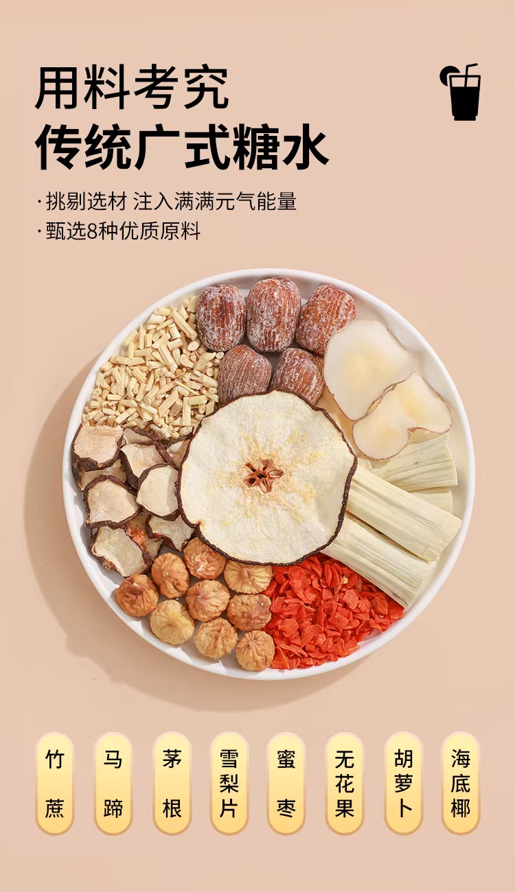 Cantonese Bamboo Cane Water Chestnut Imperata Root Soup Pack Herbal Tea Ingredients 75g overview