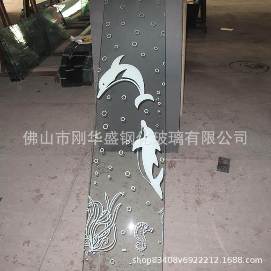 玻璃厂家来图4-12mm丝印淋浴房平弯钢化玻璃  彩釉浴室玻璃