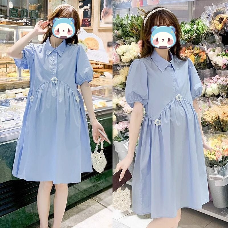 Maternity Summer Dress Set for Trendy Moms, Petite Plus-Size Loose-Fitting Summer Nursing Dress, Fresh and Lightweight Style