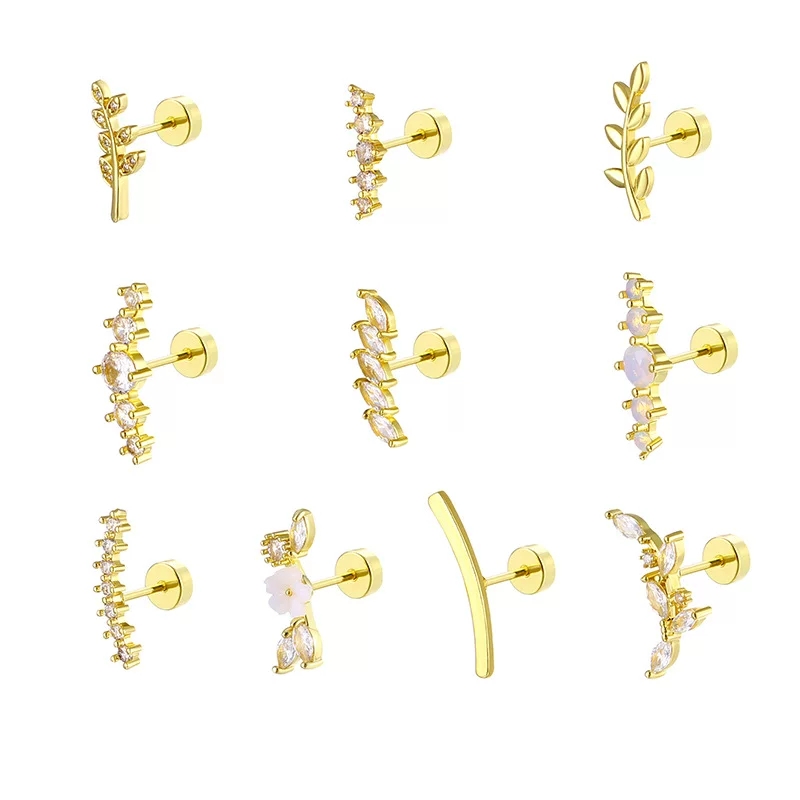 Copper earrings stainless steel, piercing, (Cross-border trading), European style