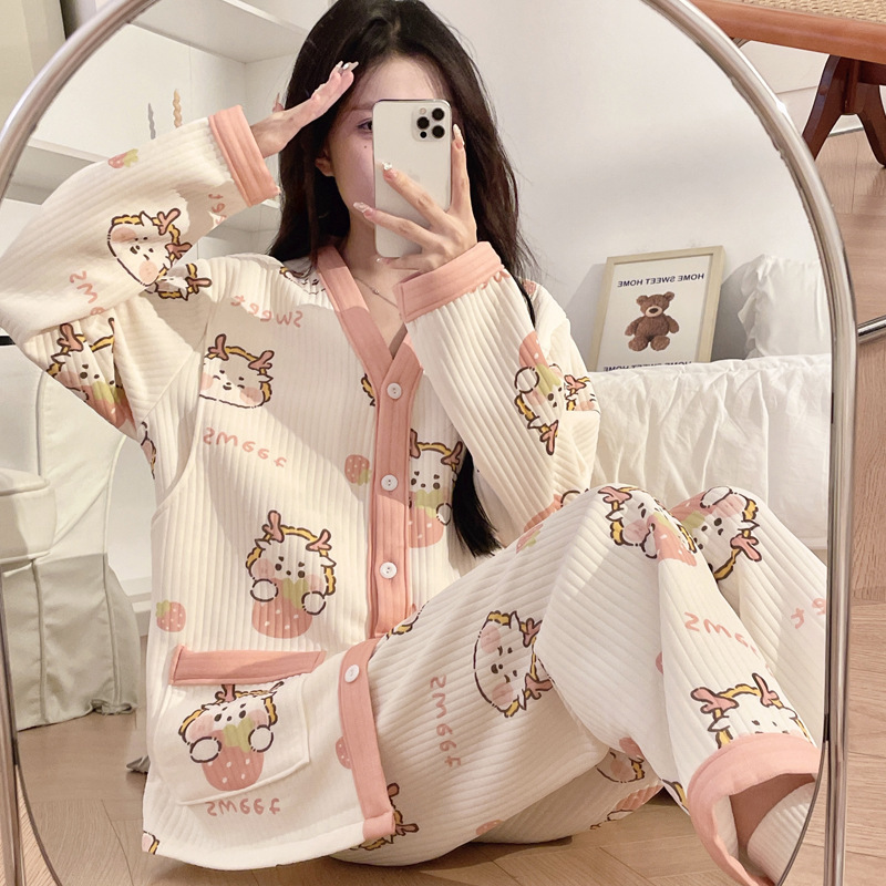 Air cotton monthly clothing autumn and winter postpartum cotton October 11 special nursing clothes for pregnant women pajamas spring and autumn