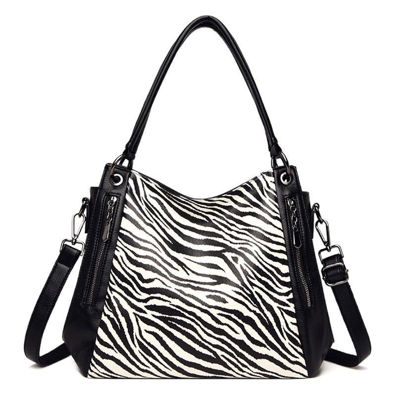 Bolso de mujer de moda transfronteriza 2021 europeo y americano nuevo estampado de leopardo cebra Tote cuero casual bolso suave bolso de hombro portátil