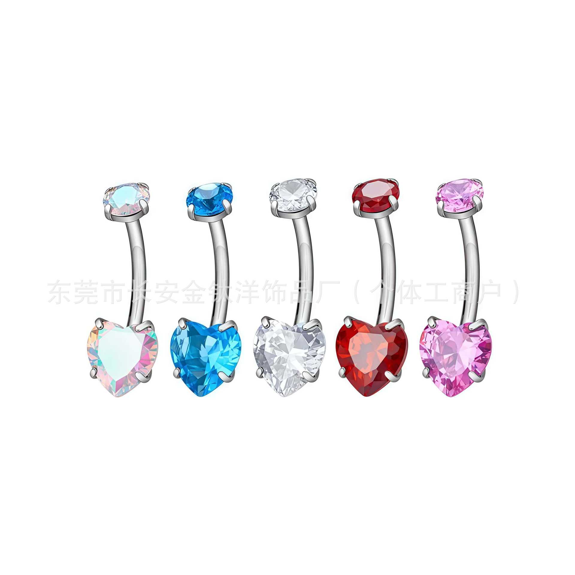F136 Titanium Heart-Shaped Love Inner Thread Navel Ring Set with 5A Zircon Belly Button Ring G23 Titanium Alloy Piercing Jewelry detail image 8