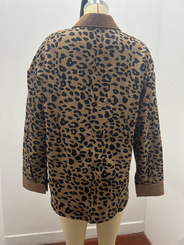 Jachetă cu mânecă lungă și imprimeu leopard pentru femei, toamnă/iarnă, 2024, la modă_voghion.com