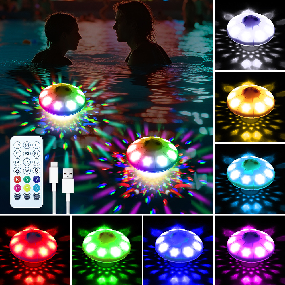 Новый LED плавающий проекционный светильник для бассейна, перезаряжаемый, подвесной, с ДУ‑пультом, семицветный, для ванны и бассейна, плавающий декоративный светильник