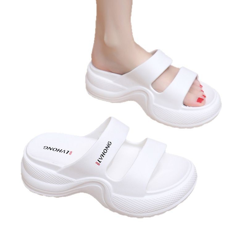2025 nueva moda muffin de fondo grueso zapatillas frías de tacones altos EVA para mujeres de verano para aumentar la altura zapatillas casuales transfronterizas