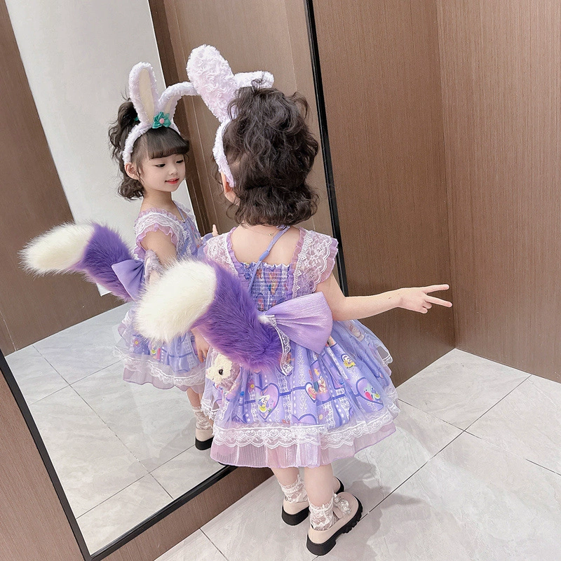 Children's summer small princess costume, short sleeve dress, girl's skirt, Lolita style, tutu skirt