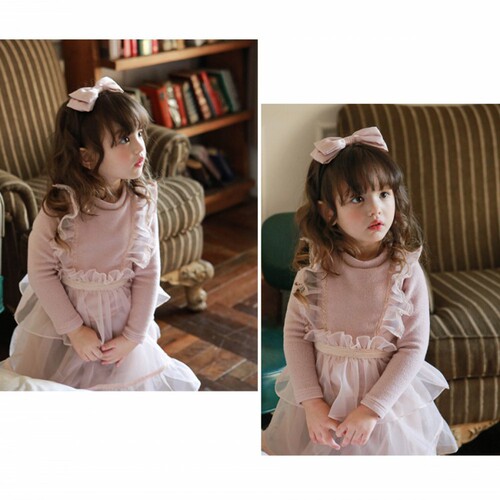 2024 Autumn and Winter Strawberry Shan Korean Children's Clothing Girls Fake Two-piece Lace Fairy Style Plush T-shirt